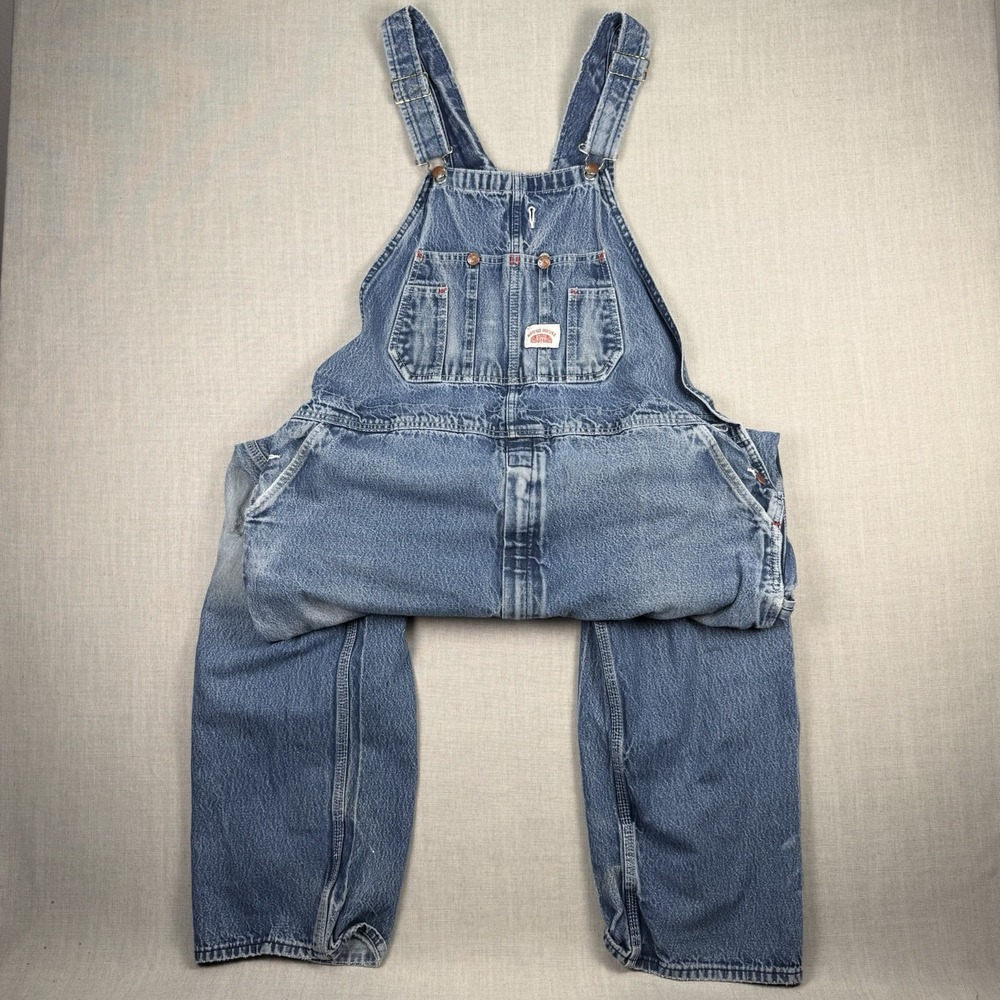 Round House Overalls Men's Size Large/XL Blue Denim Bib Work Workwear Vintage
